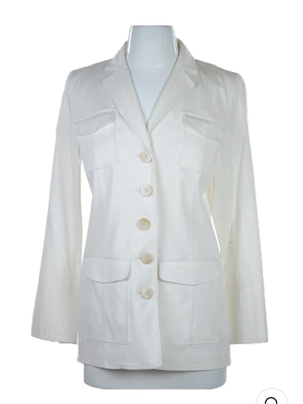Worth White Tailored Button-Front Blazer
